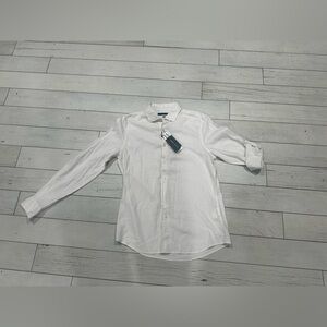 Perry Ellis Crisp White Linen Shirt